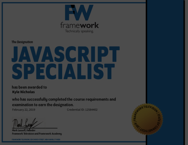 Javascript Specialist Designation